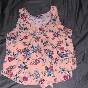 Light pink/ Coral Floral sleeveless blouse